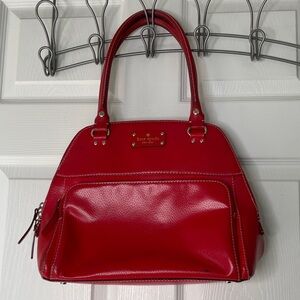 Kate Spade Cherry Red Leather Shoulder Handbag